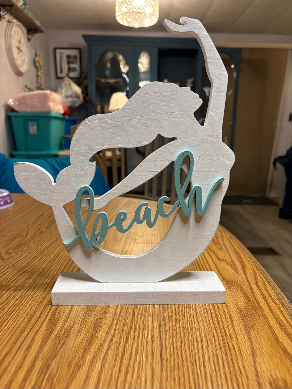 White Wooden Mermaid 'Beach' Table Decor